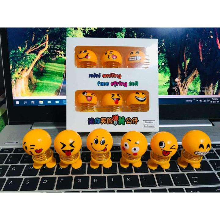 Mini Smiling face Emoji Spring Bouncing Doll - 6 pc in 1 box