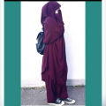 Purple Khimar hijab adjusted niqab with borkha full set. 