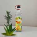 Glass Water Bottle with Lid, Clear Color, 1 Liter Capacity, Long Bottle, 1000ml. 