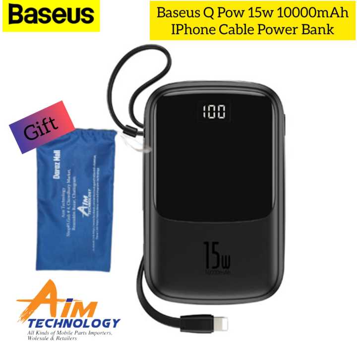 Baseus 10000mAh Power Bank Lightning 15W Phone Charger 4 Output - Black(null)