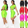 Women's Wet Look Elastic High Waist Sports Short Workout Running Fitness Leggings Female Stretch Yoga Shorts Gym Yoga Leggings. 