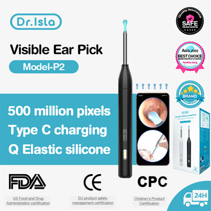 Dr.Isla Wireless WiFi Ear Pick Otoscope Camera Borescope Luminous Ear Wax Cleaning Teeth Oral Inspection Health Care Ear Cleaner