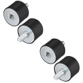 4 Pcs M8 Thread With Studs 40mm X 30mm Cylindrical Rubber Mounts, Vibration Isolators Steering Damper Easy To Use.