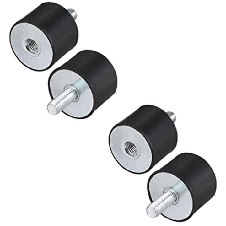 4 Pcs M8 Thread With Studs 40mm X 30mm Cylindrical Rubber Mounts, Vibration Isolators Steering Damper Easy To Use