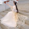 White Women's Han Chinese Clothing Ancient Costume Summer Improved Dress Super Fairy Style Flow Fairy Skirt with Wide Sleeves Ancient Style Summer.