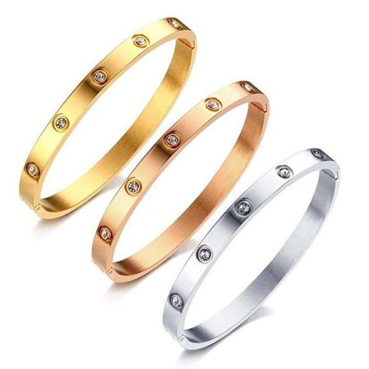 High-quality gold-plated valentine's day birthday jewelry gifts women bracelets & bangles stainless steel couple bracelet