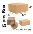 5 Pcs Parcel Carton Box 12 x 6 x 4 Inch | Small Mini Packaging Shipping Box for E-commerce Courier Small Cardboard Shipping Box Mailers 12x6x4 Inch Brown 1264 Inch box Packaging Material.