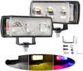 Waterproof 12V Motorcycle LED Spotlight Super Bright White Yellow Headlight 3 Eyes Lens RGB with Red Blue Strobe Flashing Fog Driving Light. 