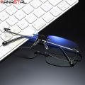 Men Cut Edge Eyeglasses Frames Elderly Double Light Eyewear Optical Blue Light Blocking Lens Myopia Prescription Reading Glasses.