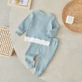 Suefunskry Baby Boys Fall Set, Long Sleeve Crew Neck Contrast Color Sweatshirt with Elastic Waist Pants Infant Clothes, 0-3Years. 