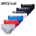 BataBata 6PCS/Lot Men's Cotton Briefs Comfortable Male Briefs Breathable Underwear Cheeky Panties Solid Color Man Underwear Homewear Gift.
