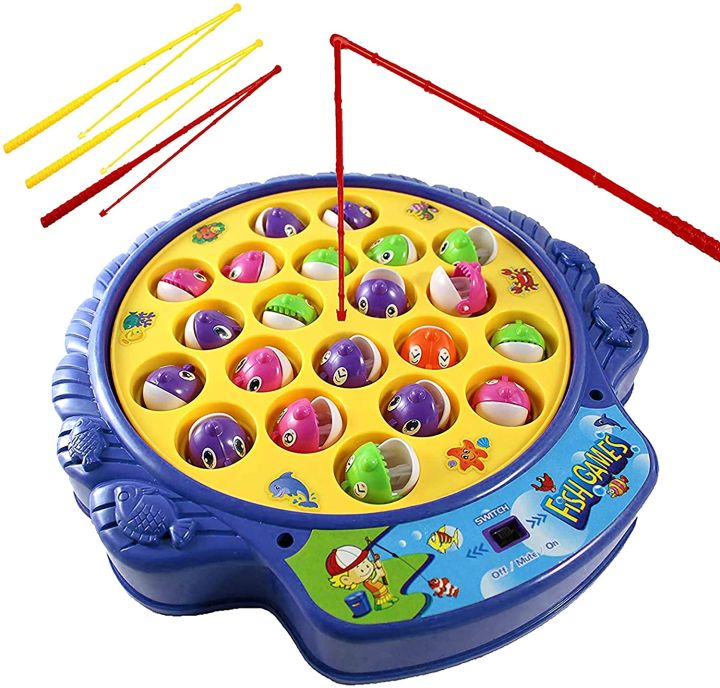 Fishing Game Electronic Spin Fish Board Game Educational Fishing Toys with Music Great Gift for Kids Children