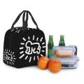 Haring Abstract Art Lunch Bag Keith Geometric Graffiti Portable Insulated Thermal Cooler Lunch Box for Women School Food Bags.