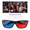 Black Frame Red Blue 3D Glasses For Dimensional Anaglyph Movie Game DVD Blue - Intl. 