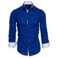 Casual Men's Long Sleeve Shirts Contrast Color Single Breasted Lapel Collar Shirt And Blouse Tops Slim Shirt For Men.