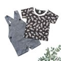 Baby Boy Jumpsuit/Romper With Cotton Printed Tees and Twill Short dungarees.