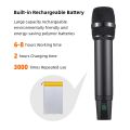 Professional UHF Wireless Microphone System Handheld Cordless Microphone Receiver Rechargeable Mic 16 Channels for Video Live.