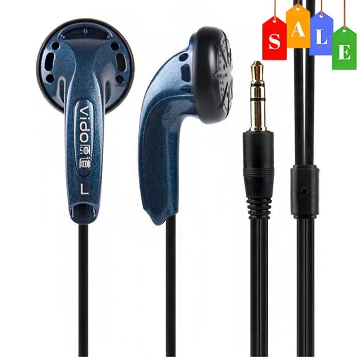Vido Wired Earphones Soundtrack Stereo Headset Game Headset Bass Noise Headphones High Quality Study Sports Headphone blue/white