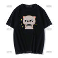 Cute Peach Cat Cartoon Couple Print Shirt Unisex Shirt Gray Sent Flowers To Peach T Shirt New Style Lovers' Clothes Casual Tee. 