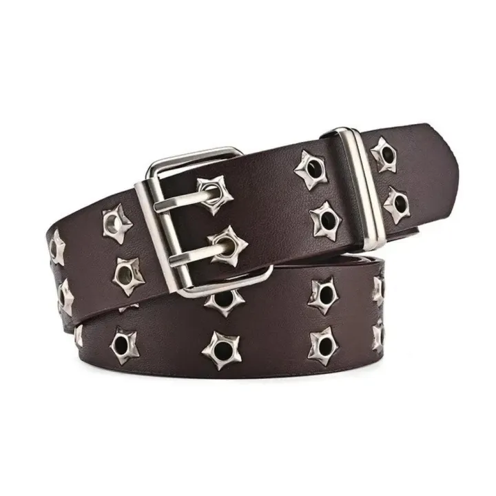 Adjustable%20Rivet%20Belt%20Trendy%20Double%20Buckle%20PU%20Leather%20Goth%20Belt%20Star%20Design%20Double%20Pin%20Belt%20for%20Men's%20Fashion%20Women's%20Fashion%20-%20Image%208