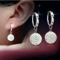 Cute Chardlin full rhinestone earrings silver -plated earrings Princess ball earring earrings Fashion temperament ear buckle earrings.