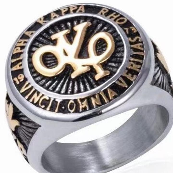 Alpha kappa rho Fashionable Men's Ring AKP Pure Stainless Steel Akrho Men's AKP ring skeptron ring