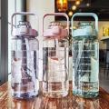 2L Water Bottle with Straw Female Jug Girls Portable Travel bottles Fitness Bike Cup Summer Cold Water Jug with Time Marker.