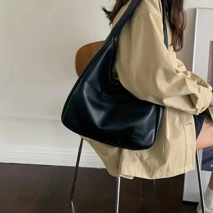 Women%20Hobo%20Bag%20Simple%20PU%20Leather%20Solid%20Shoulder%20Bag%202023%20Fashion%20Large%20Capacity%20Handbag%20For%20School%20Work%20-%20Image%202
