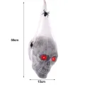 Halloween Skull Decor Spooky Voice Activated Skeleton Skull Ornament with Led Red Eyes Fake Spider Perfect Halloween Decor for Indoor Outdoor Parties Outdoor Halloween Decor. 