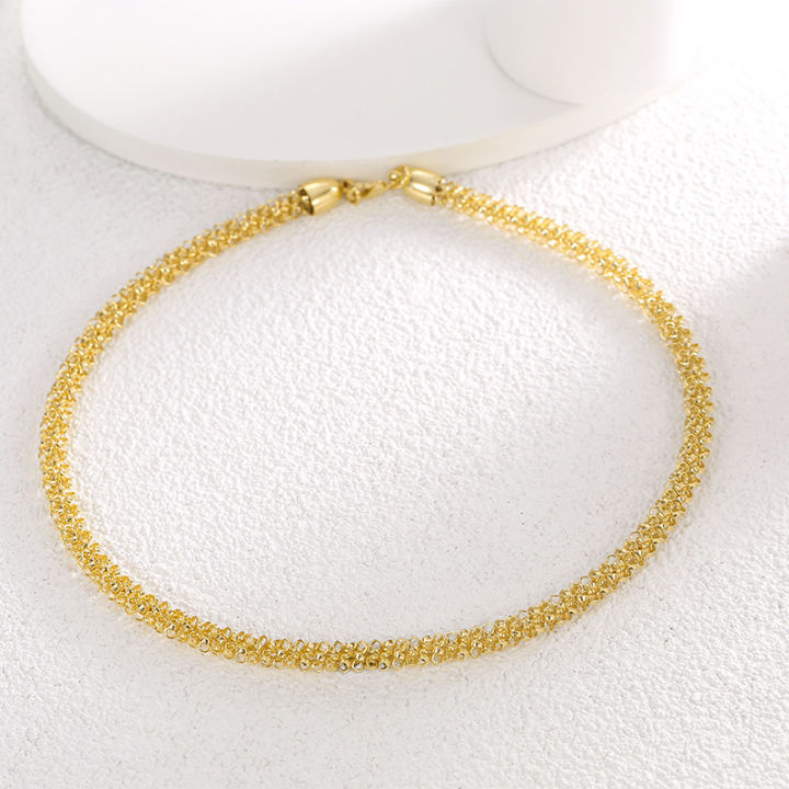 N0264 Simple Special-Interest Design Large Circle Necklace for Women Copper Plated Real Gold Fashion All-Match Choker Collar Trend