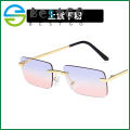 Square small frame ocean lens sunglasses metal rimless trendy sunglasses glasses.