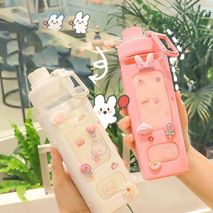 700/900ml Kawaii Bear Water Bottle With Straw For Girls Cute School ...