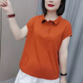 Polo collar short sleeved T-shirt women's clothing 2023 new versatile bat sleeve for middle-aged and elderly mothers top i. 