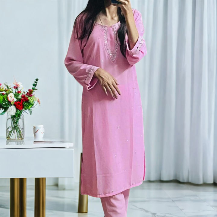 Skin Print Stitched Cotton 2-Piece Shalwar Kamiz Dress for Women
