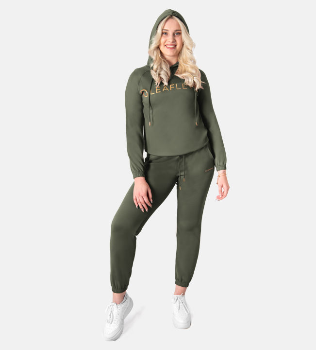 Leafletic Women’s Cropped Hoodie & Jogger Comfort Set | 2-Piece Comfort Loungewear | Stylish Top & Bottom Set | Stylish Sportswear Outfit | Activewear Tracksuit Set