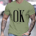 2024 New Men's T-Shirt Ok Text Tees Oversized Short-Sleeved Tops Quick-Drying Breathable Clothing Summer Shirt For Male T-shirts KEEMEEUYZO.