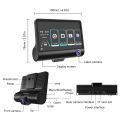 VSheng 1080P Dash Cam 3 Channel Front Inside Rear Camera Recorder 4" Touch Screen Night Vision Loop Recording G-Sensor Parking Monitor. 