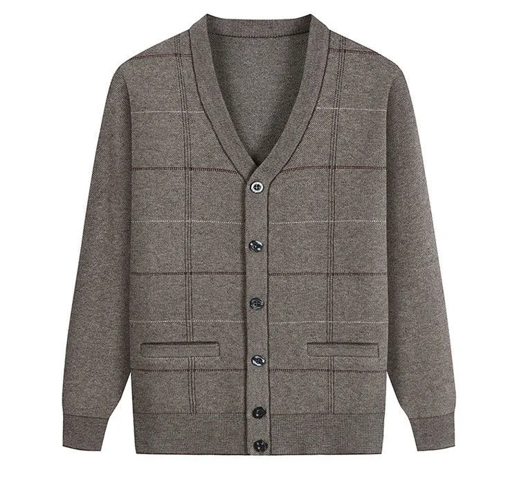 Middle-Aged and Elderly Men's Cardigan Sweater Autumn and Winter
