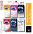 Durex Winter Honeymoon Combo Pack With SurpriseGift - Dots,Ribbed,Extra Time,Thin, Mutual Climax,Air - 60Unit.