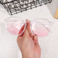 (NEW)Women Fashion Blush Gradient Anti Blue Light Glasses Fashion Round Decorative Sunglasses Girls Korean Cute Shades Eyewear.