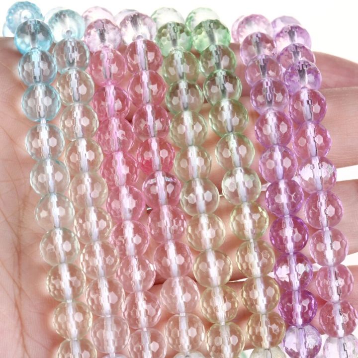 4/6/8/10mm Natural Glass Beads Colorful Glass Stone Round