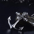 Silver Stainless Steel Anchor Curb Chain Necklace.