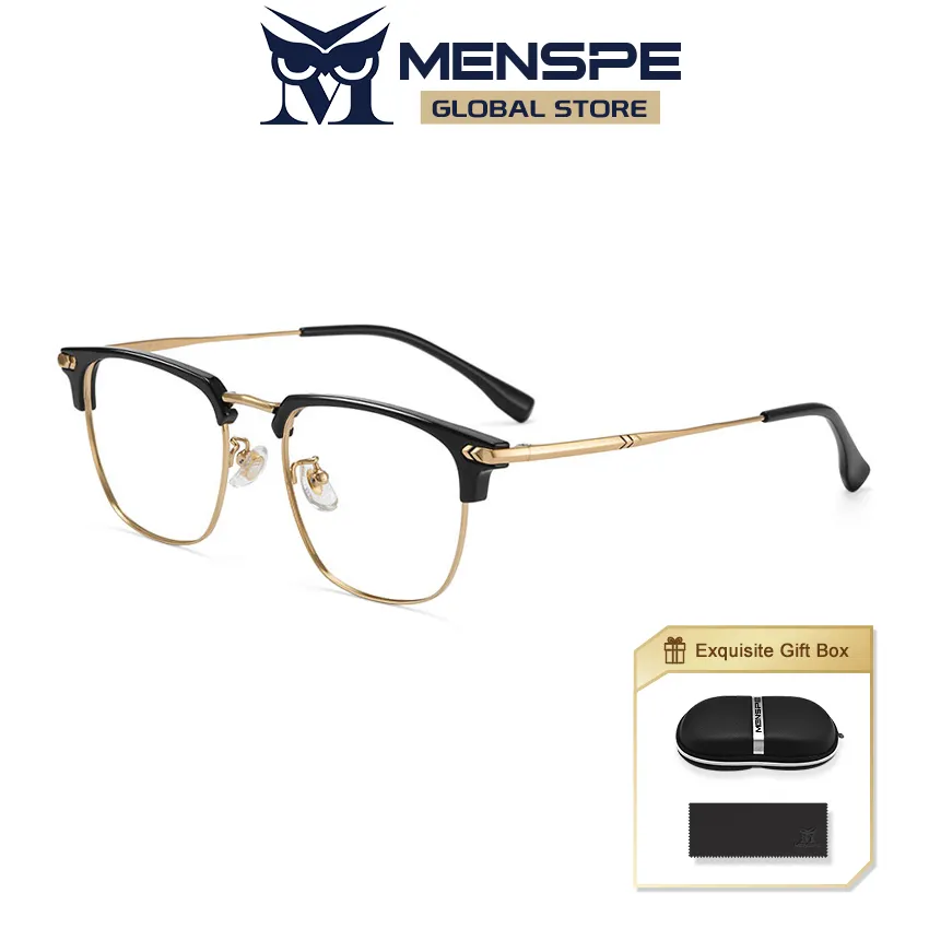 MENSPE Men s Vintage Style Half rim Fashion Semi Frame Clear Lens Glasses Blue Light Blocking Anti fatigue and Anti UV Glasses Daraz .bd