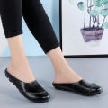 Mom sandals, summer wear leather shoes, beanie slippers, women's half slippers, soft soles, comfortable flat soles, medium and old maternity shoes.