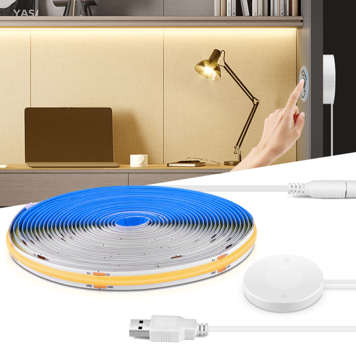 5V USB COB LED Strip Light Touch Dimmer and Hand Sweep Induction Switch Lamp Tape 320LEDs/m DIY Bedroom Kitchen Lighting Decor