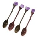Carved Flower Crystal Stone Long Handle Coffee Spoon Teaspoon Irregular Retro Crystal Mini Ice Cream Spoon Decorative. 