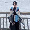 【Ying Has Everything】Ethnic Style Shawl Yulong Snow Mountain Knitted Cape Sun Protection Tibet Travel Shawl. 