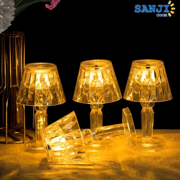 LED Acrylic Transparent Crystal Warm Light Mini Night Light Creative Romantic Bedside Small Table Lamp Suitable For Dinner Sleep