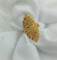 Gold plated beautiful degain adjustable finger ring for women.