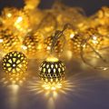 Ball Shape Metal MorichaBati LED Fairy Lights String Celebrations Party Decor & Gifts Decoration Lights Led Still - 15 Feet Long, Led Light Fairy String, Celebrations Light, Eid decoration lights, Christmases Lights Golden. 